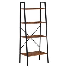 HOMCOM 4-Tier Minimalistic Ladder Shelf Unit Steel Frame Display Storage