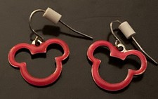 Disney Mickey Mouse Red Head Icon Pierced Dangle Earrings .75  H X 1.75  W