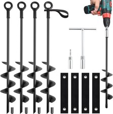 18-Inch Ground Anchors Screw In Heavy Duty, 4 Pack Trampoline Anchors Stake...