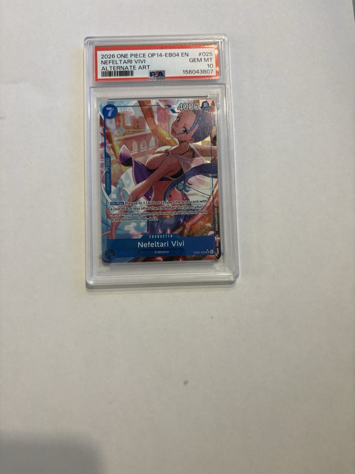 2026 One Piece OP14-EB04 EN Nefeltari Vivi Alternate Art #025 PSA 10 GEM MINT