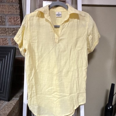 Magellan Outdoors Women's Camp Shirt Short Sleeve Pale Banana XS Classic Fit