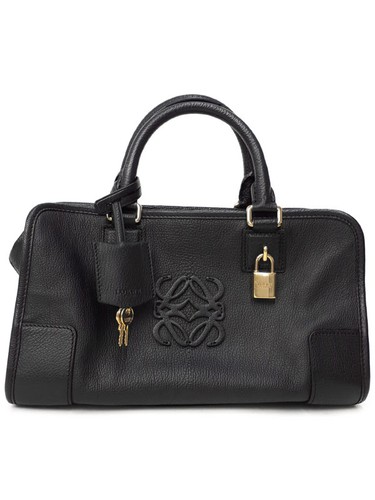 Loewe Amazona 28 352.95.A03 Leather Black / Bordeaux Handbag Women's #TB5183