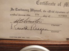 RONALD REAGEN SIGNED DOCUMENT BY PRESIDENT