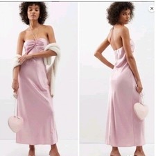 Reformation Valora Satin Halter Maxi Dress Babygirl Pink Size 12 NEW Romantic