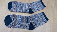 New Pair of Fairisle Patterned Nordic Icelandic Style Polyester Socks Size 4-7