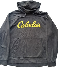 Men's Black/Charcoal Gray Cabela's Pullover Hoodie Yellow Logo Size Large