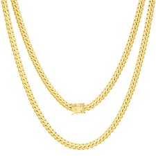 14K Yellow Gold Solid 5mm Mens Miami Cuban Link Chain Necklace Box Clasp 30"