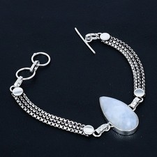 Rainbow Moonstone Handmade 925 Sterling Silver Jewelry Bracelet 7-8"