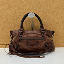 Balenciaga Classic City Motorcycle Bag Brown Aged Lambskin Shoulder Bag