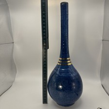 Blaue KeramikFlaschenvase Goldstreifen Studio...