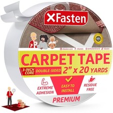 XFasten Double Sided Carpet Tape, 2" x 20 Yards – 3 Rolls, Heavy Duty, Removable