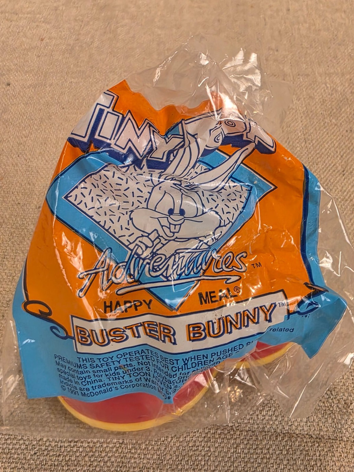 1991 McDonald's Happy Meal Tiny Toon Adventures Buster Bunny Toy NEW