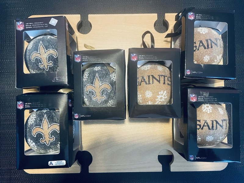New Orleans Saints NFL LED Light Up Shatterproof Ornaments