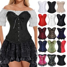 Renaissance Womens Corset Tops Victorian Brocade Sexy Top Bustier Tops Halloween