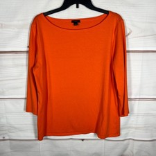 Ann Taylor Top Womens Large Orange Boat Neck ...