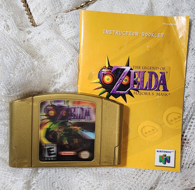 Zelda Majora s Mask (N64, 2000) Gold Hol. Label Cart + Manual Tested (JPN)