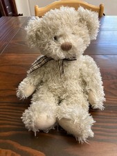 Russ Berrie Benet Beige Teddy Bear Plush Stuffed Animal Brown Plaid Bow