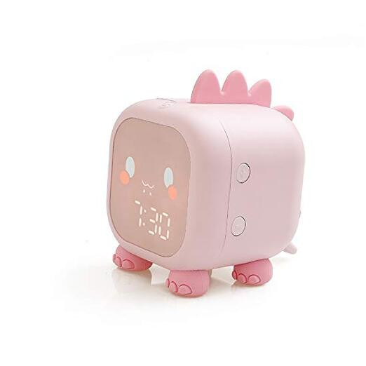 Dinosaur Digital Alarm Clock for Kids in Pink, Girls' Bedroom Essential-image