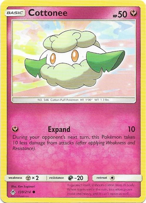 Cottonee 139/214 Common Unbroken Bonds Pokemon Near Mint