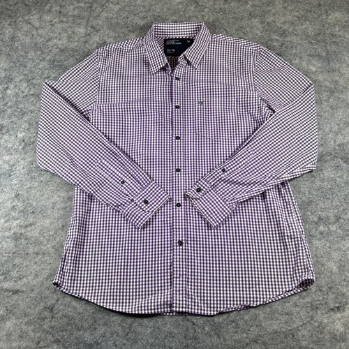 Abercrombie & Fitch Sukienka Koszula Męska Fioletowa XL Gingham Krata Button Down - Zdjęcie 2 z 9