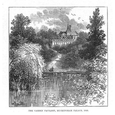 BUCKINGHAM PALACE The Garden Pavilion in 1846 - Antique Print 1886