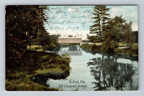 Oxford ME-Maine alte überdachte Brücke Vintage um 1907 Postkarte Standard Postkarte