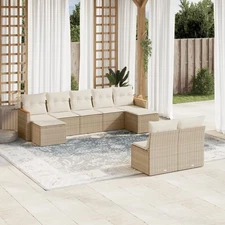 Garden Sofa Set Beige PE rattan Large Modular Garden Sofa Set