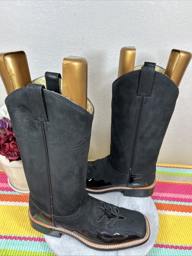 Botas vaqueras occidentales para mujer Lagrange DPL3954 de cuero negro diseño brillante 8,5 M - Imagen 8 de 12
