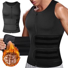 Men Waist Trainer Tank Workout Shirt Sauna Suit Neoprene Vest Body Shaper Corset