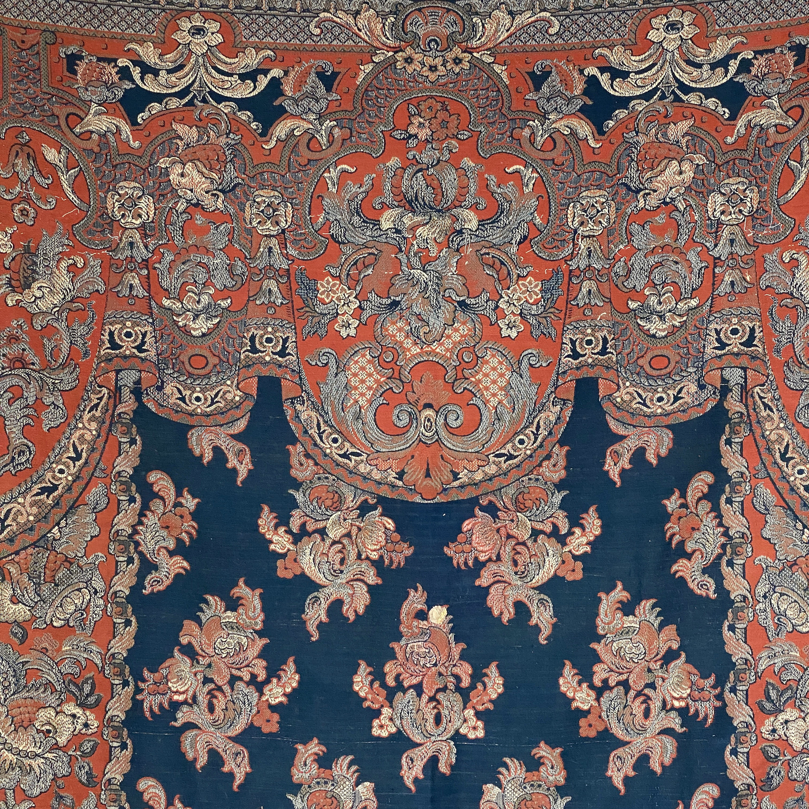 Antique French tapestry door curtain drape HEAVY jacquard weave c 1900