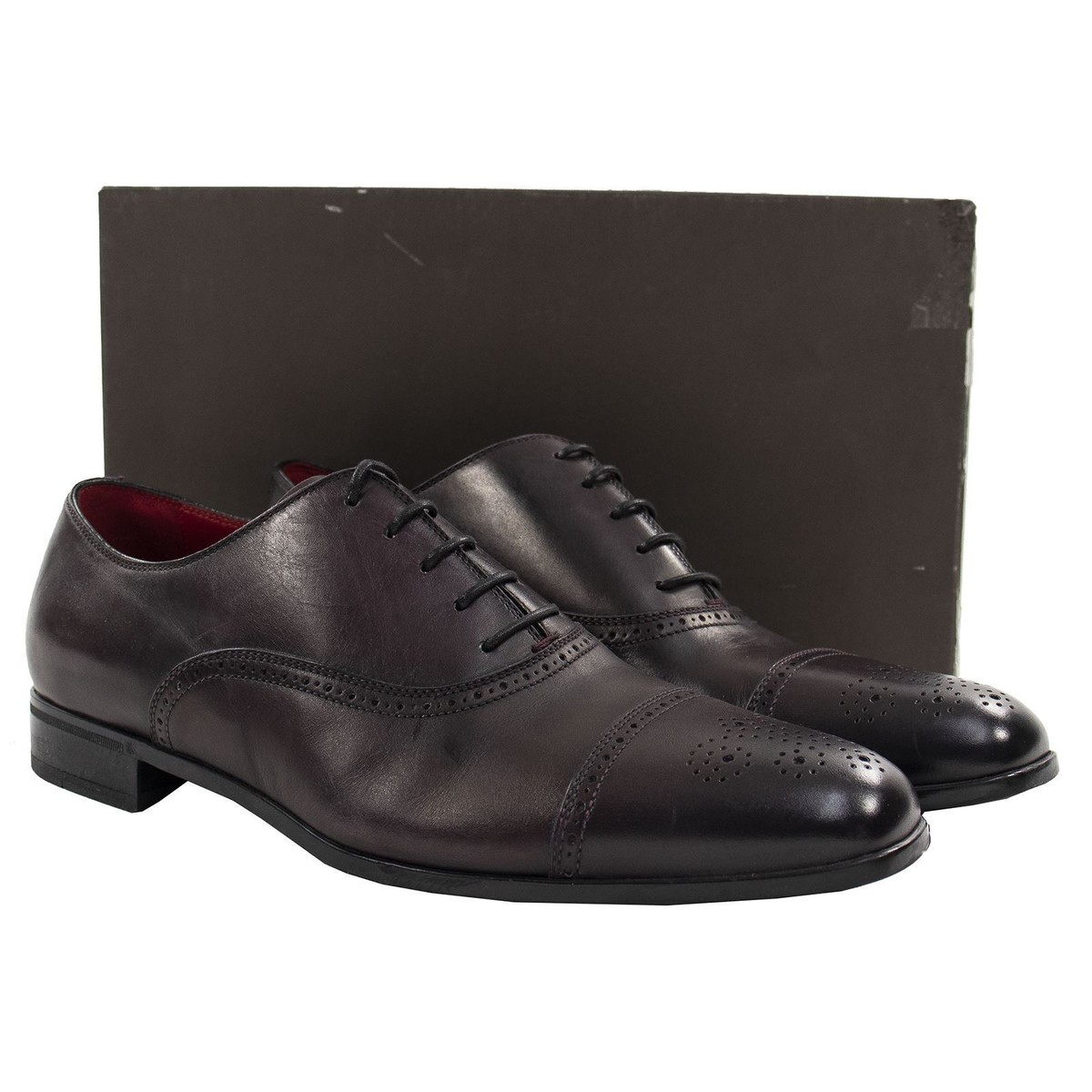 NIB Barrett Brown Leather Italy Brogue Medallion Cap Toe 