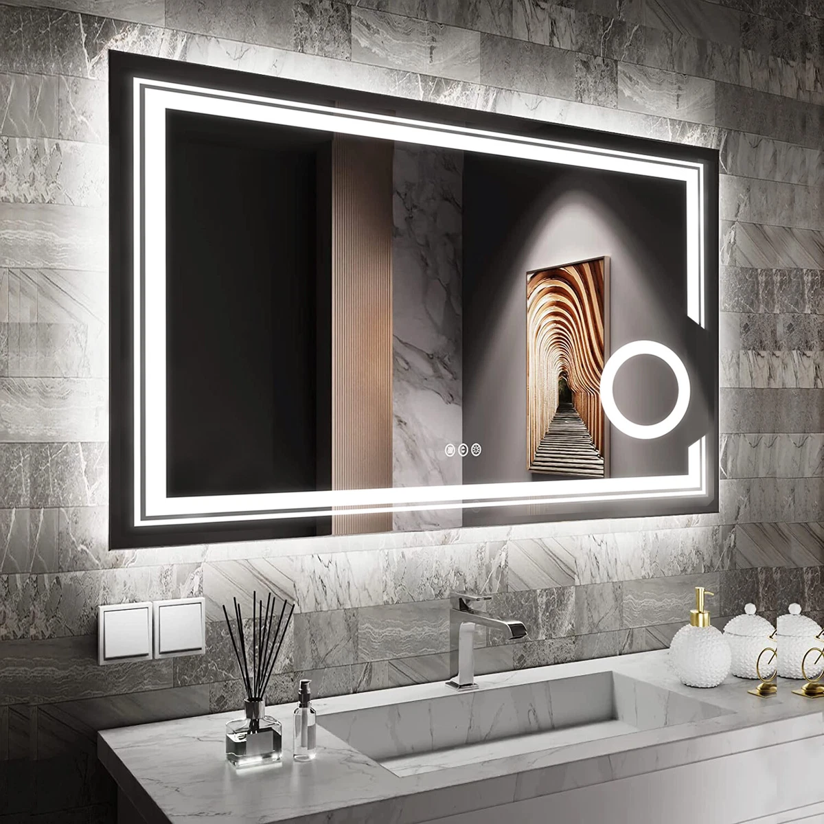 LED Bathroom Mirror Backlit Front Lighted Vanity with 3X
