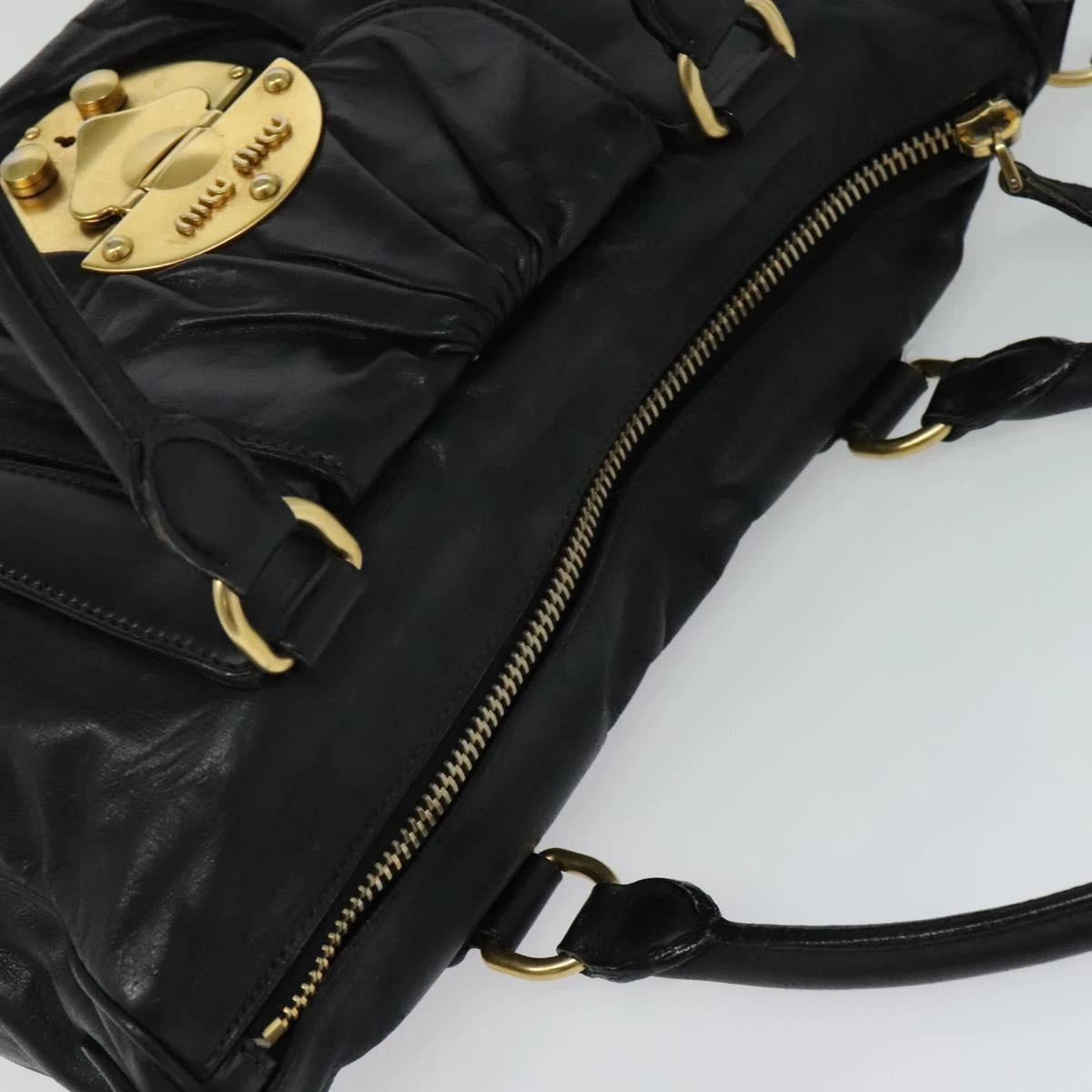 Borsa a mano Miu Miu in pelle 2 vie nero oro originale 125374