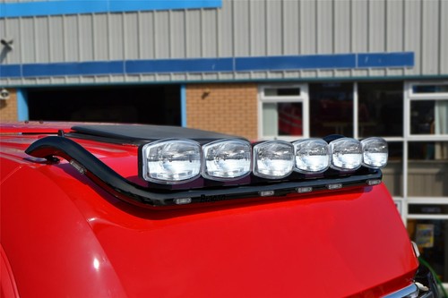 Roof Bar + LEDs + Jumbo Spot + Clear Beacon For Renault Magnum Truck BLACK Steel - Picture 2 of 7