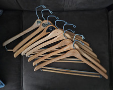 11 HANGERS- 8 Vtg Wooden Suit Hangers Trouser Bar Pants Jacket 3 wooden hanger