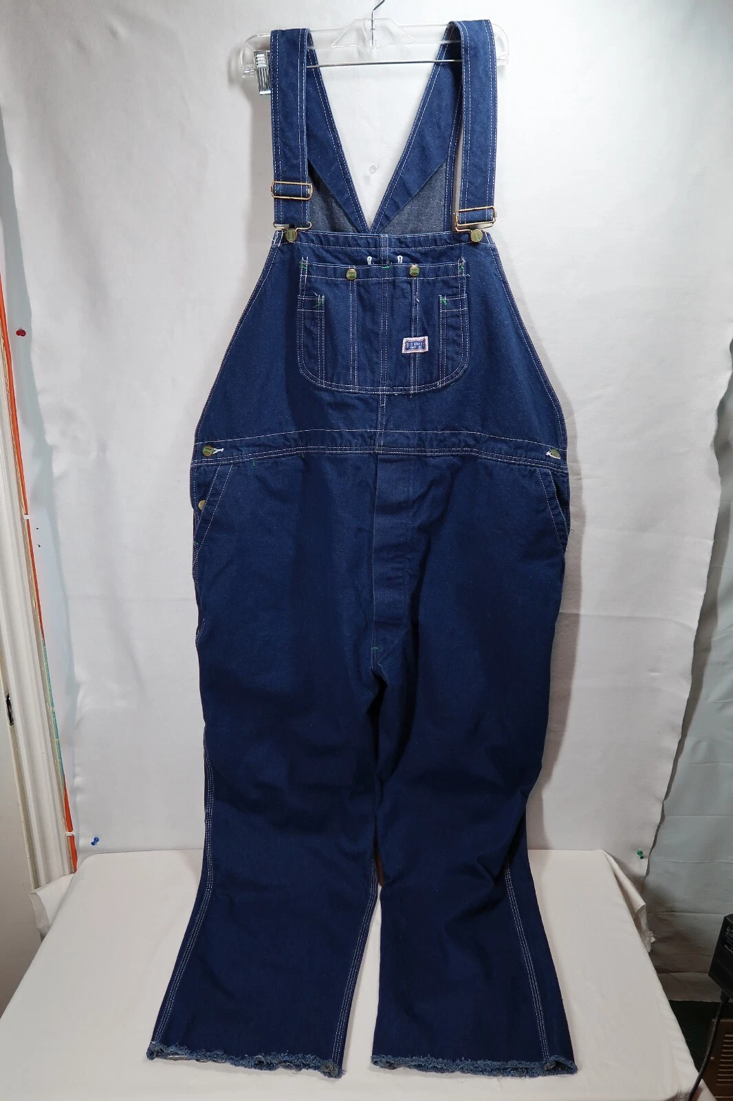 Big Smith Bib Overalls Mens 50x29 Blue Denim Carpenter Farm Outdoor Casual(READ)