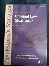 Image of Blackstone's Statutes on Criminal Law 2016-2017 by Matthew Dyson (Paperback,...