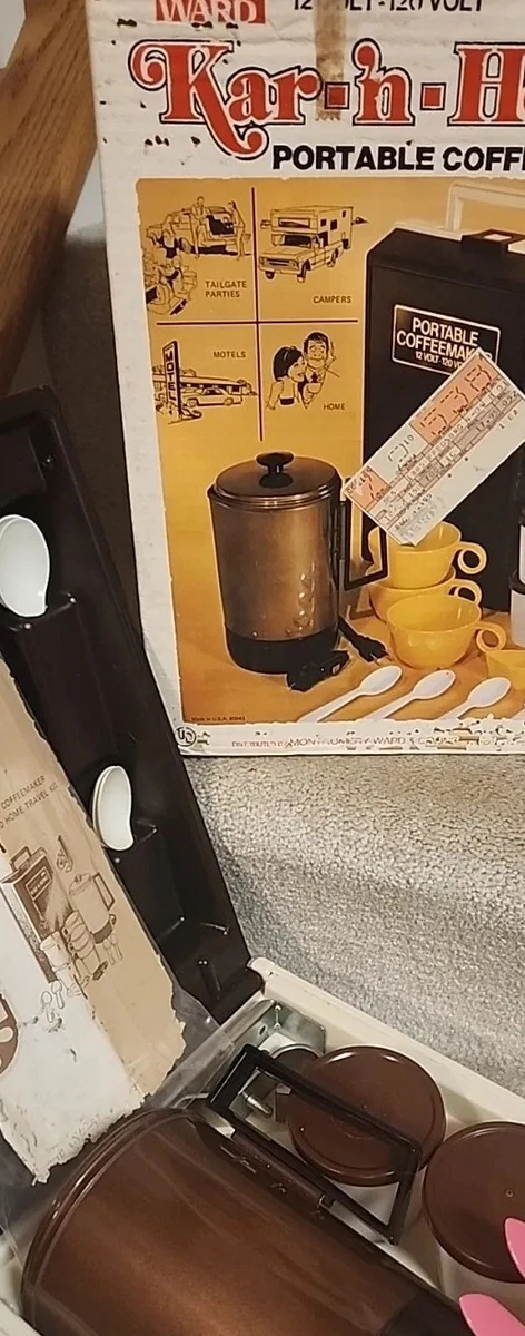 COMPLETE Vtg MCM Kar n Home PORTABLE COFFEE MAKER Travel Home Montgomery Ward