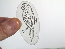 vtg 1960s 1970s Tattoo Flash acetate stencil Parrot v2 signed BR1