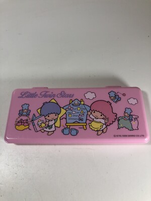 Sanrio Little Twin Stars Pencil Case Box Vintage Plastic 1988 Kiki Lala
