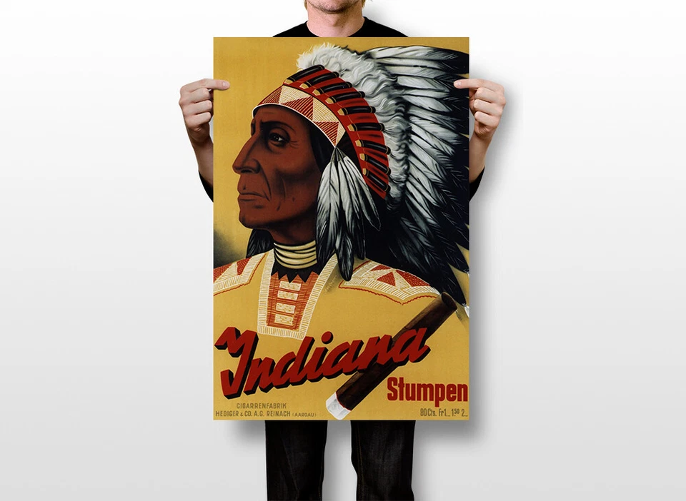 Indiana Cigars American Indian 40 arte de pared vintage decoración del hogar - PÓSTER 20x30 Foto 2 de 4