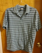 Men's M Old Navy Blue striped short sleeve polo shirt