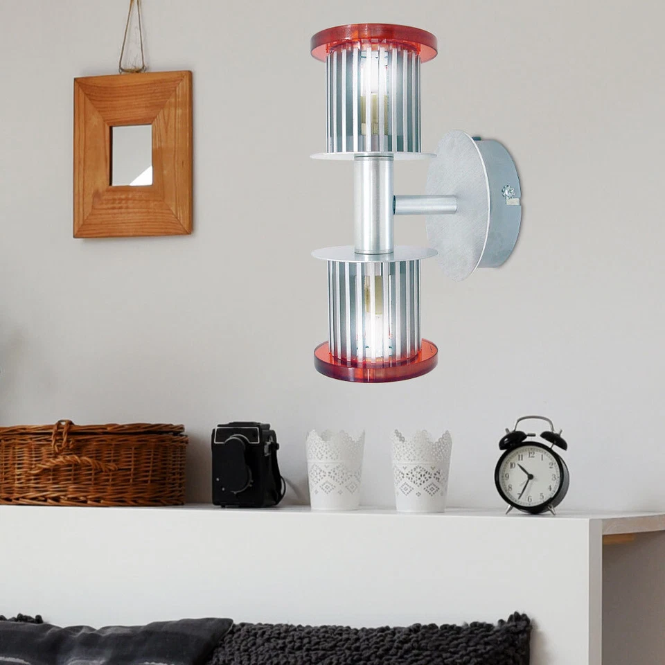 Lampada da Corridoio Luce Parete 2 Fiamma Vetro Argento Arancione G9 Dxh 12x22cm - Immagine 4 di 4