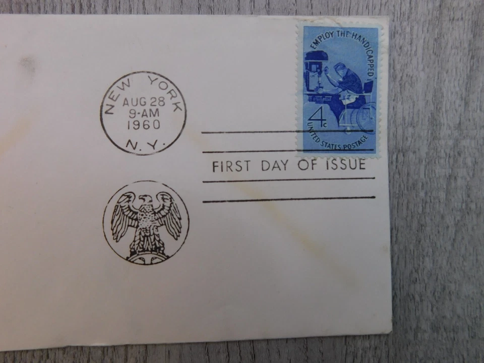 First Day Issue Employ The Handicapped 1960 Vintage Stamp Envelope Cover - Image 2 of 4