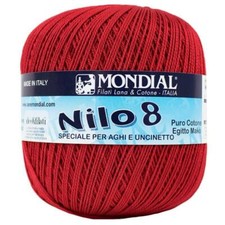 Mondial Nilo Egiziano Cotone Uncinetto Filo Misura 8 - 27 Rosso