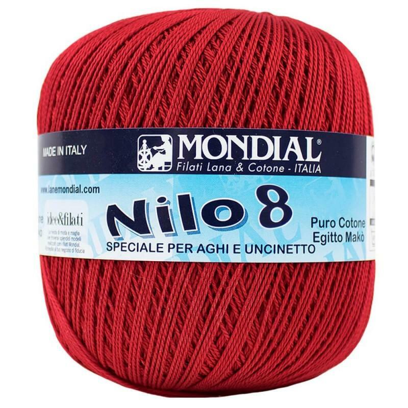 Hilo De Crochet De Algodón Egipcio Mondial NILO Tamaño 8 - 27 Rojo