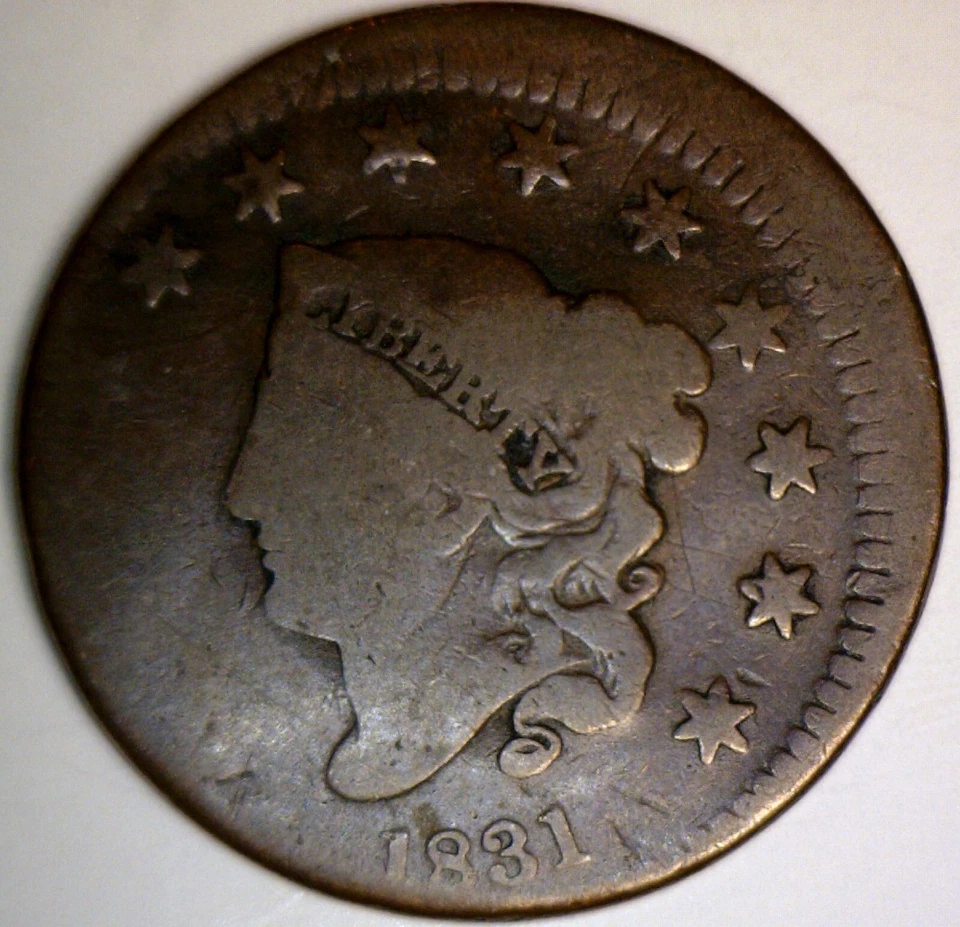 1831 ERROR OFF CENTER Coronet Head LARGE CENT US Coin NICE O/C LOT #1 NR - Image 3 of 4