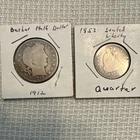 1912 Barber Half Dollar & 1853 Seated Liberty Quarter Silver Coins