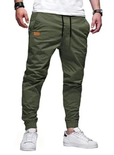 Mens Casual Joggers Pants - Cotton Drawstring Chino Cargo Pants Hiking Outdoo...