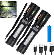 2PACK 99000000 LM Super Bright LED Tactical Flashlight Rechargeable Work Light